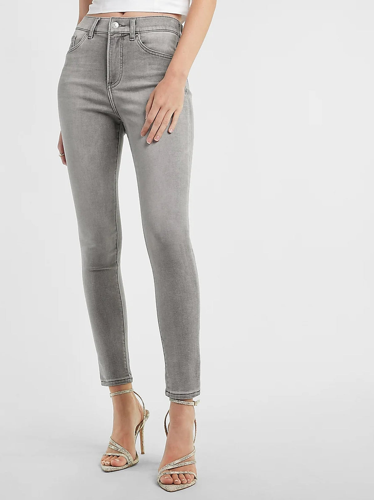 Image for Women's Plain Skinny Jeans,Grey