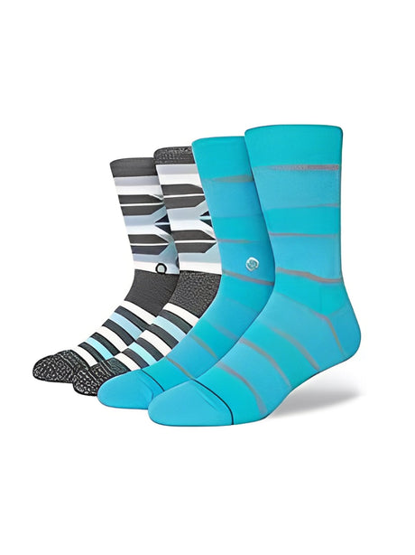 Image for Men's 2 Pairs Printed Long Socks,Grey/Blue