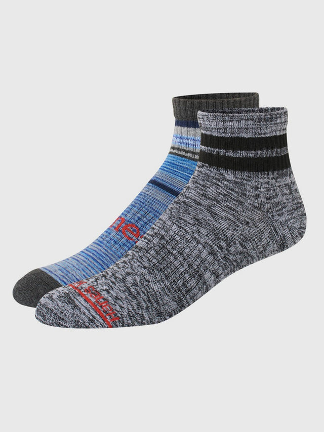 Image for Men's 2 Pairs Printed Long Socks,Grey/Blue