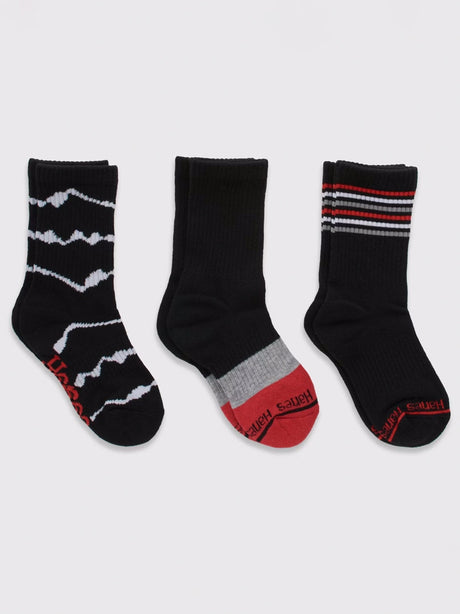 Image for Kids Boy's 3 Pairs Printed Long Socks,Black