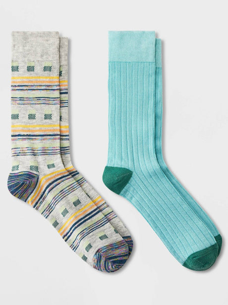 Image for Men's 2 Pairs Printed Socks,Grey/Blue