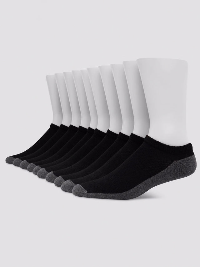 Image for Men's 10 Pairs Colorblocked Socks,Black/Grey