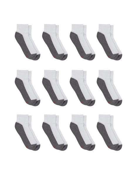 Image for Men's 12 Pairs Colorblocked Socks,White/Grey