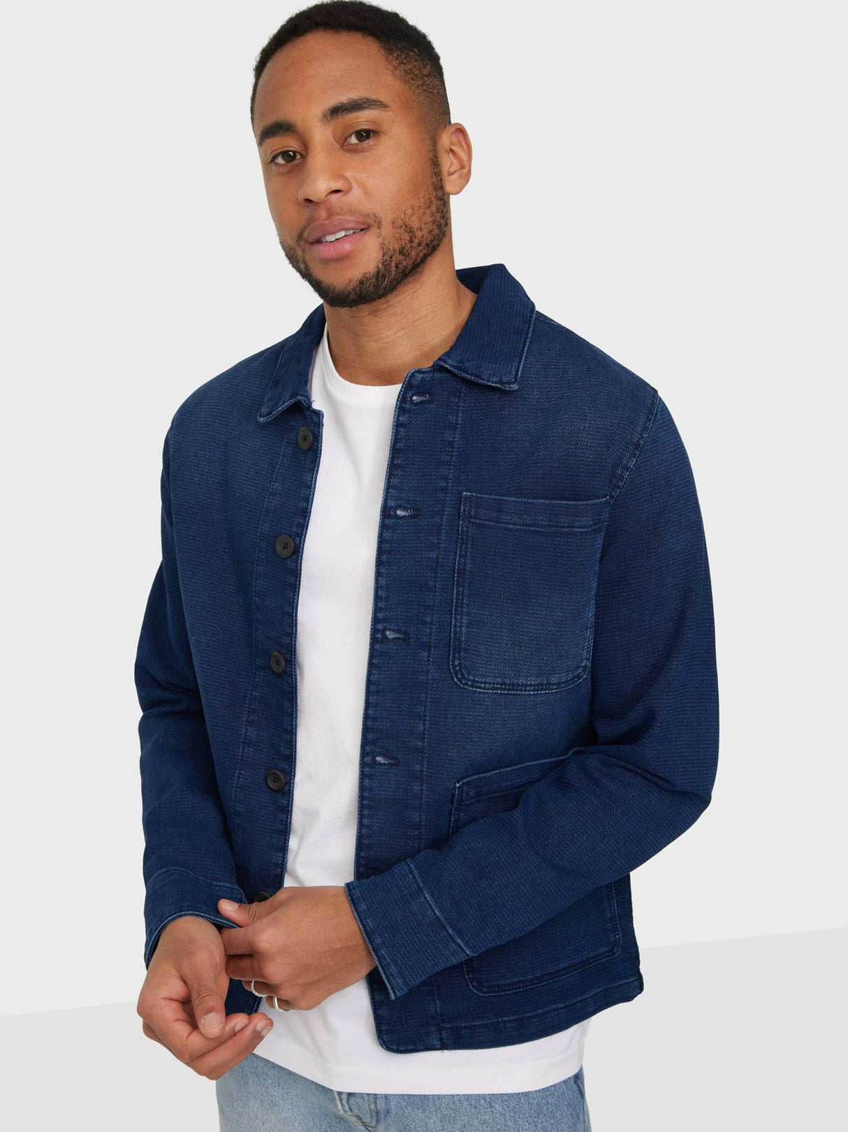 Men's Plain Denim Jacket,Blue