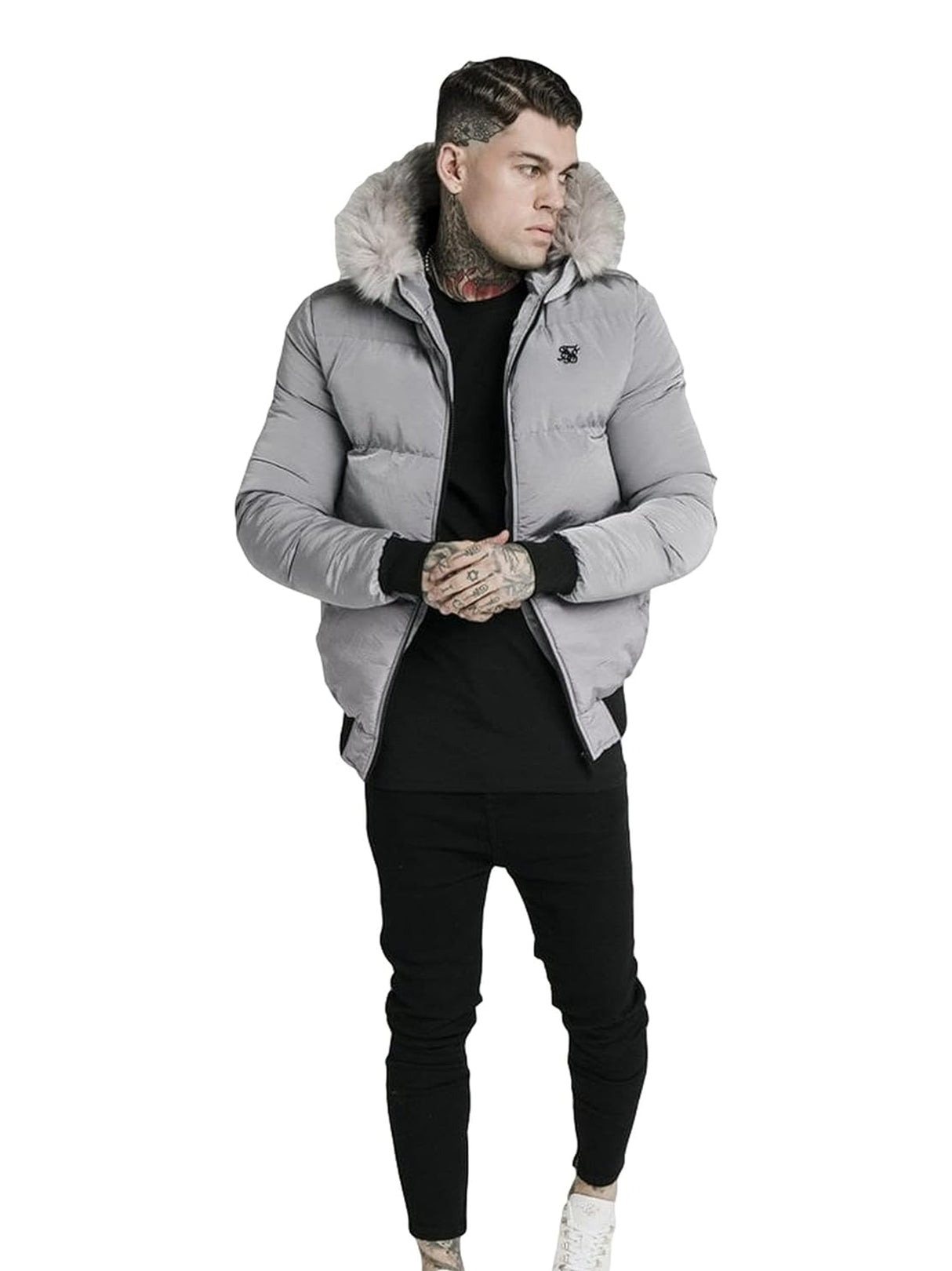 Men's Quilted Puffer Jacket,Grey