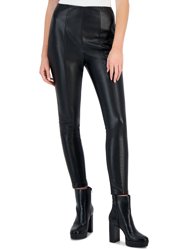 Image for Women's Plain Faux Leather Skinny,Black