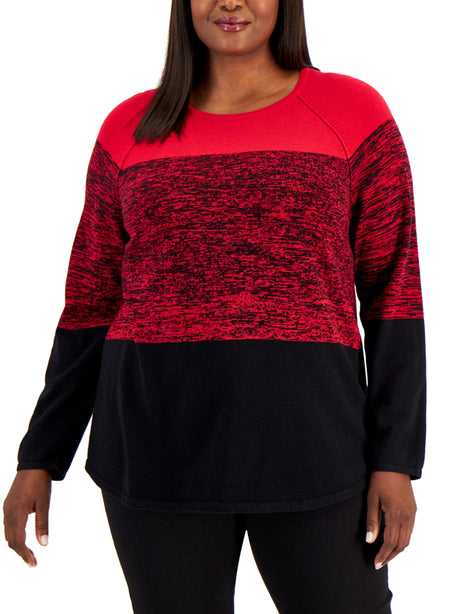 Image for Women's Colorblocked Sweater,Red/Black