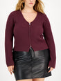 Image for Women's Ribbed Zipped Up Sweater,Wine