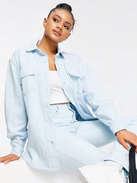 Image for Women's Washed Denim Shirt,Light Blue