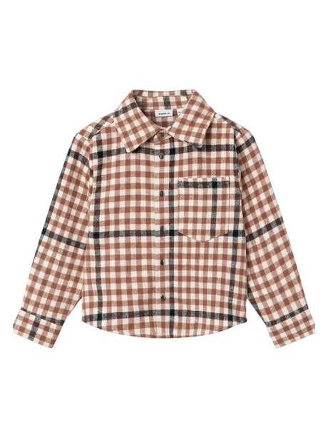 Image for Kids Boy's Plaid Buttons Up Shirt,Brown