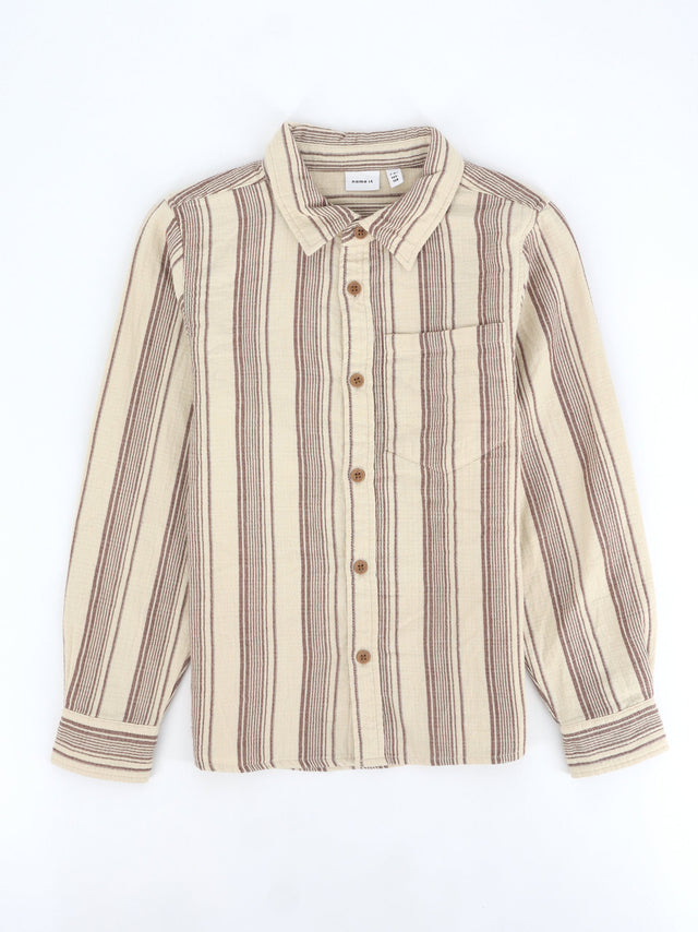 Image for Kids Boy's Striped Buttons Up Shirt,Light Beige