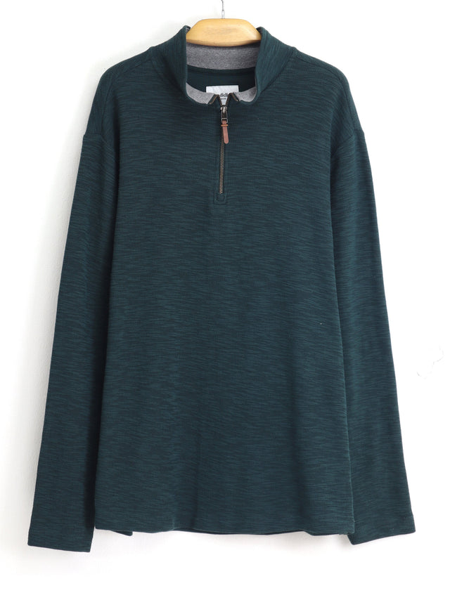 Image for Men's Quarter Zipped Sweater,Dark Green