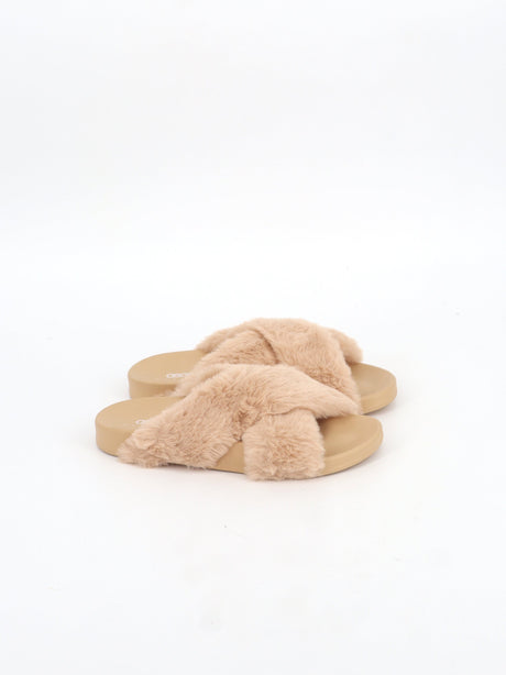 Image for Women's Faux Fur Slippers,Beige