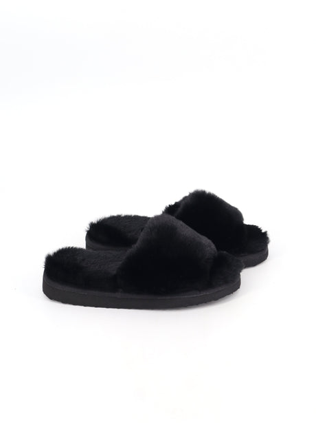 Image for Women's Faux Fur Slippers,Black