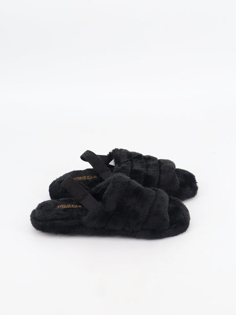 Image for Women's Faux Fur Slippers,Black