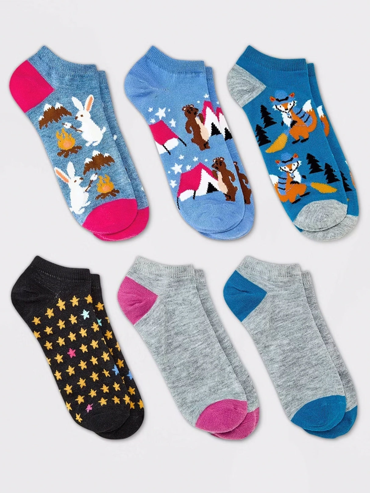 Image for Women's 6 Pairs Graphic Printed Socks,Multi