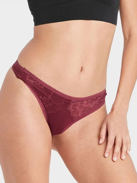 Image for Women's Lace Thong,Burgundy