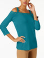 Image for Women's Cold Shoulder Beads Top,Blue