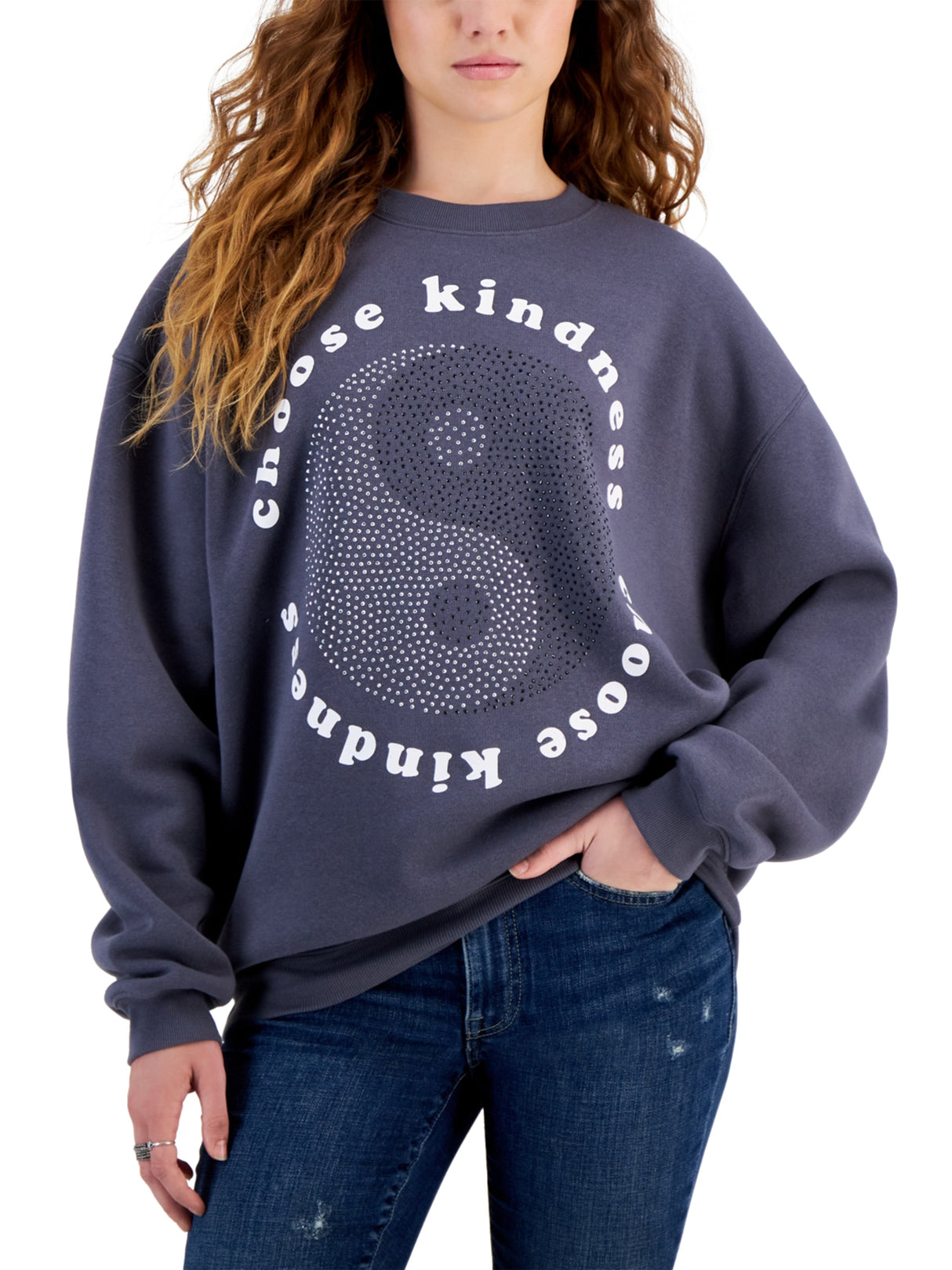 Image for Women's Beads Printed Sweatshirt,Grey