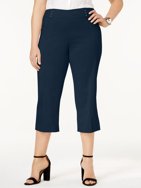 Image for Women's Plain Capri Pants,Dark Blue