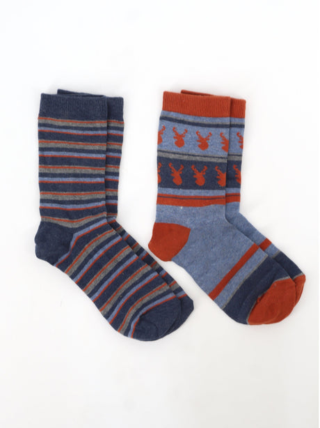 Image for Men's 2 Pair Graphic Printed Striped Socks,Multi