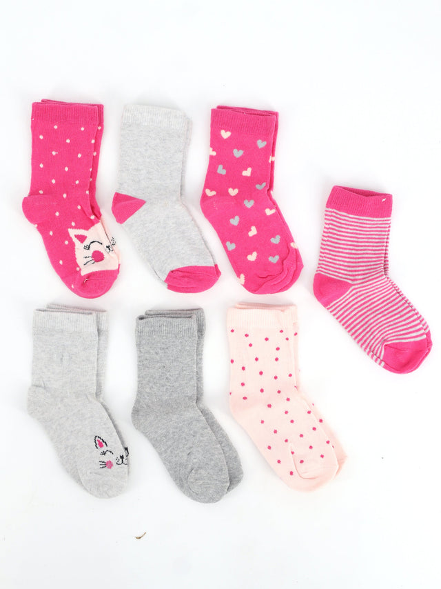 Image for Kids Girl's 7 Pairs Printed Socks,Multi