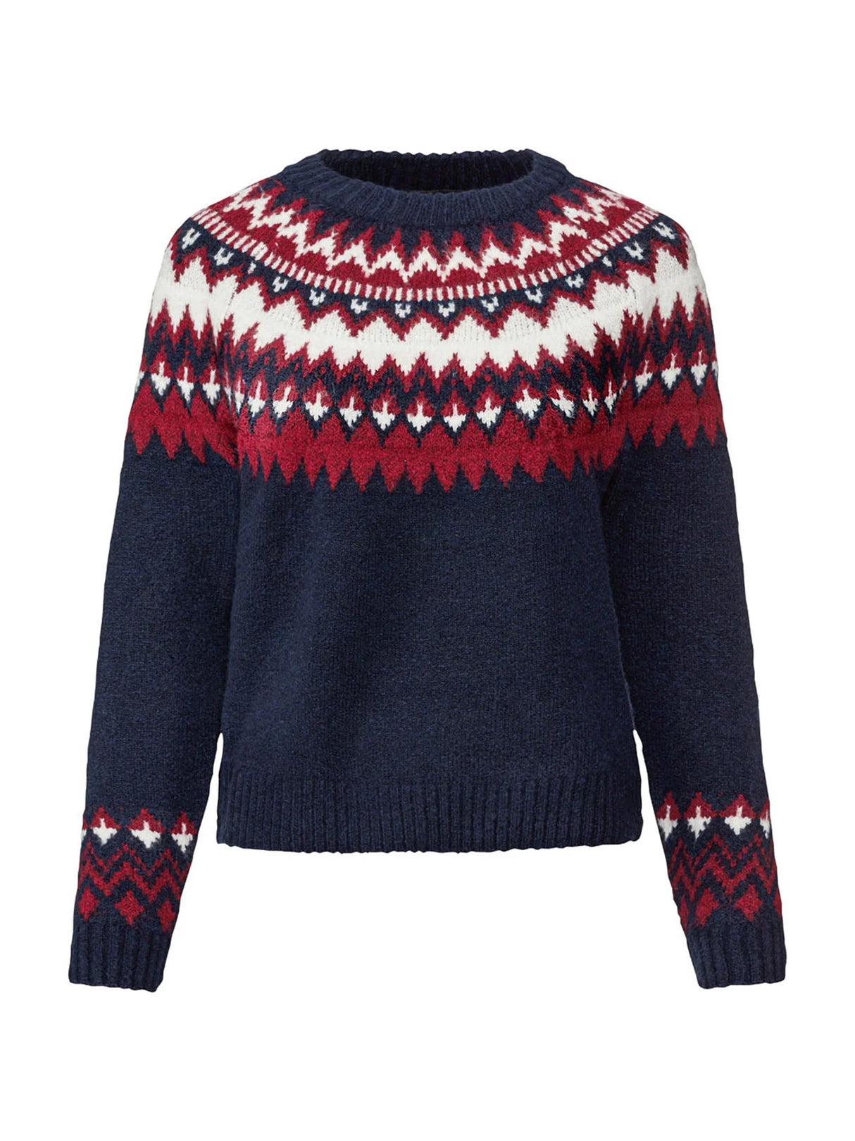 Image for Women's Printed Knitted Sweater,Navy