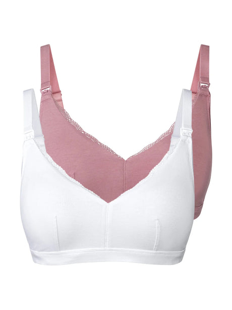 Image for Women's 2 Pcs Lace Trim Bra Set,Pink/White