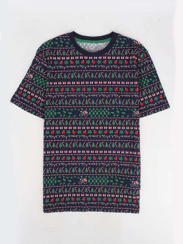 Image for Men's Printed Christmas T-Shirt,Navy