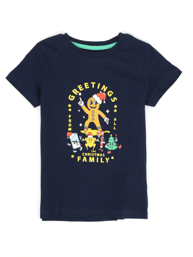 Image for Kids Boy's Graphic Printed Christmas T-Shirt,Navy