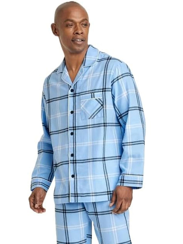 Image for Men's Plaid Sleepwear Top,Blue