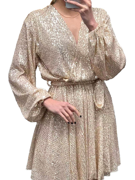 Image for Women's Sequined Dress,Light Beige