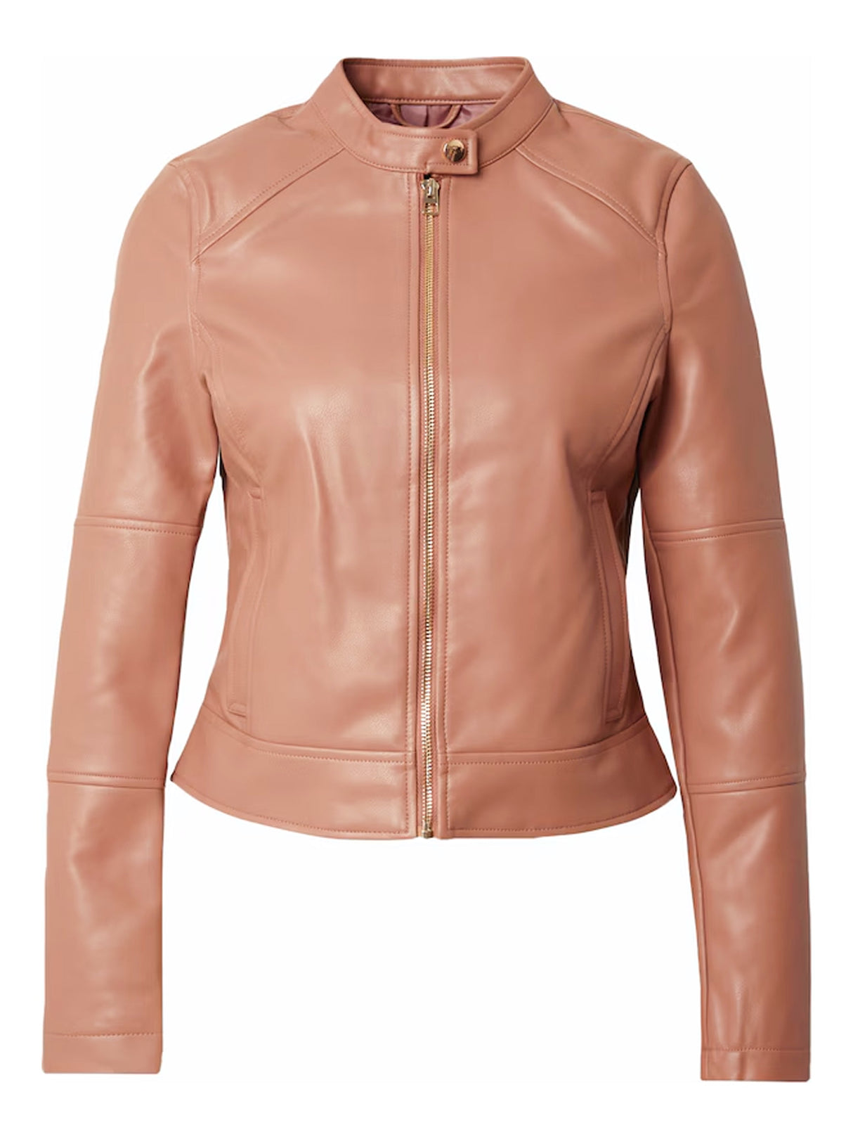 Image for Women's Cropped Leather Jacket,Dark Beige