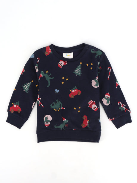 Image for Kids Girl's Printed Christmas Sweatshirt,Navy