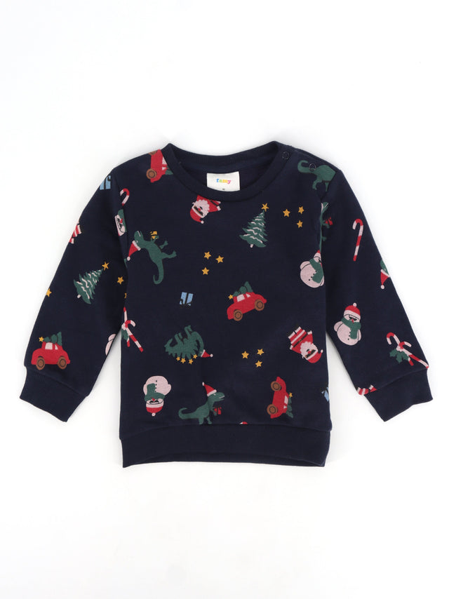 Image for Kids Girl's Printed Christmas Sweatshirt,Navy
