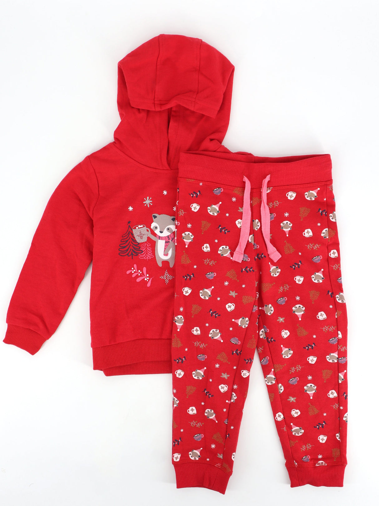 Image for Kids Girl's Printed Christmas Top & Bottom Sleepwear Set,Red