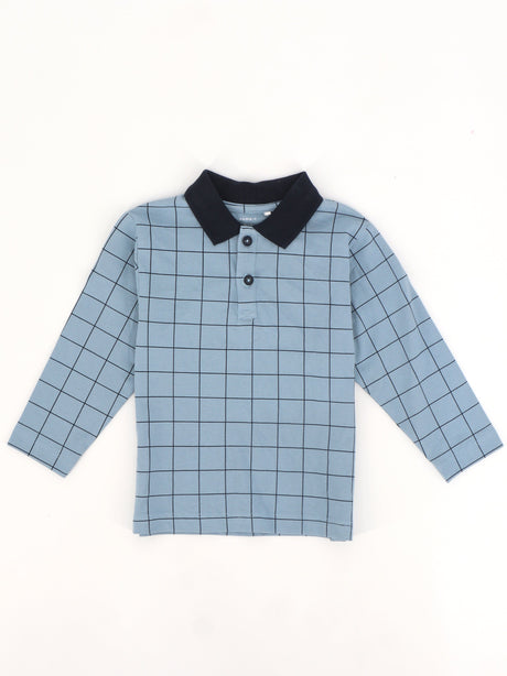 Image for Kids Boy's Checkerd Polo Top,Blue