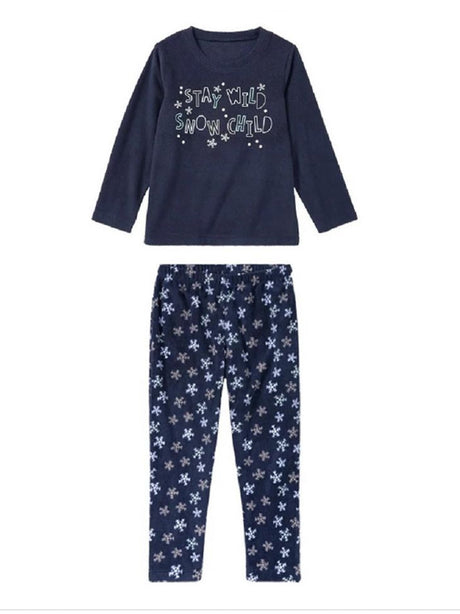 Image for Kids Girl's 2 Pcs Graphic Printed Top & Bottom Sleepwear Set,Navy