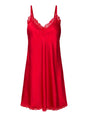 Image for Women's Lace Trim Satin Sleepwear Dress,Red