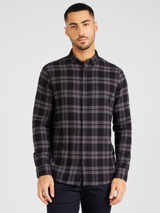 Image for Men's Plaid Buttons Up Shirt,Black