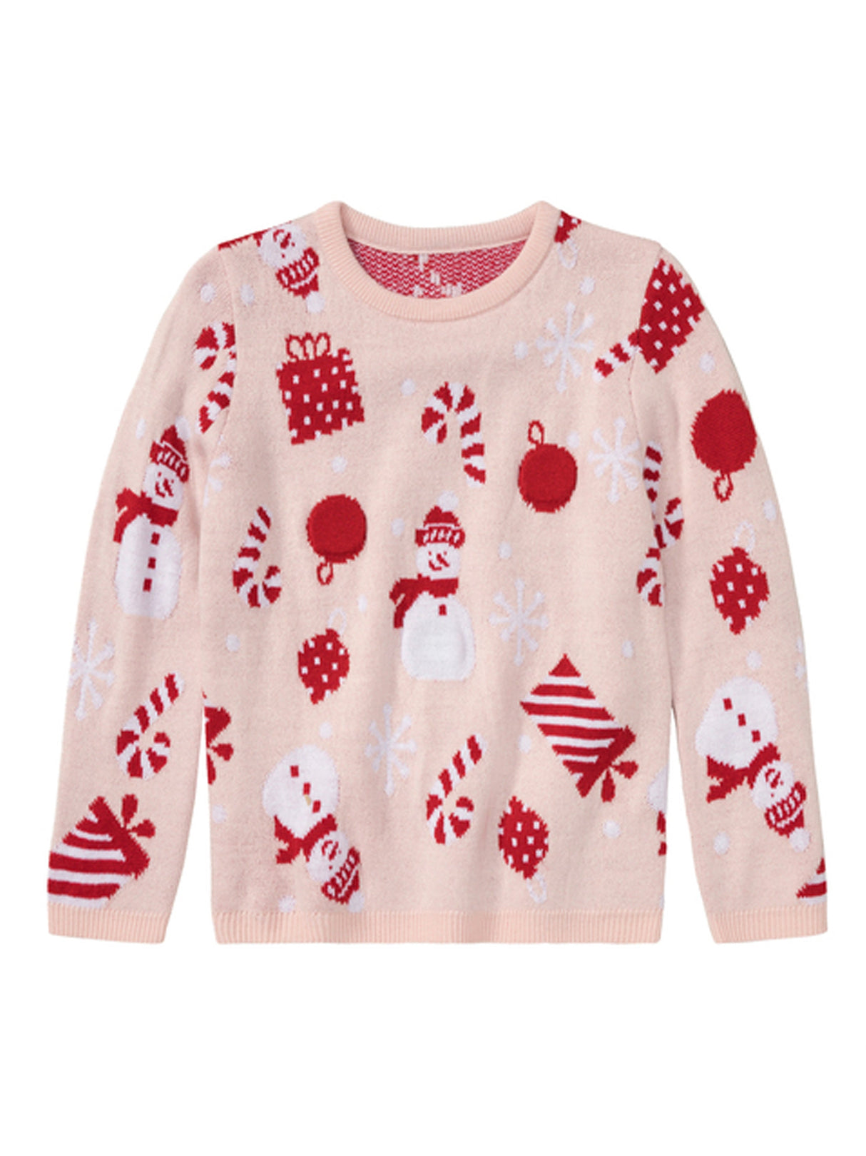 Image for Kids Girl's Printed Christmas Sweater,Light Pink