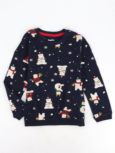 Image for Kids Boy's Graphic Printed Christmas Top,Navy