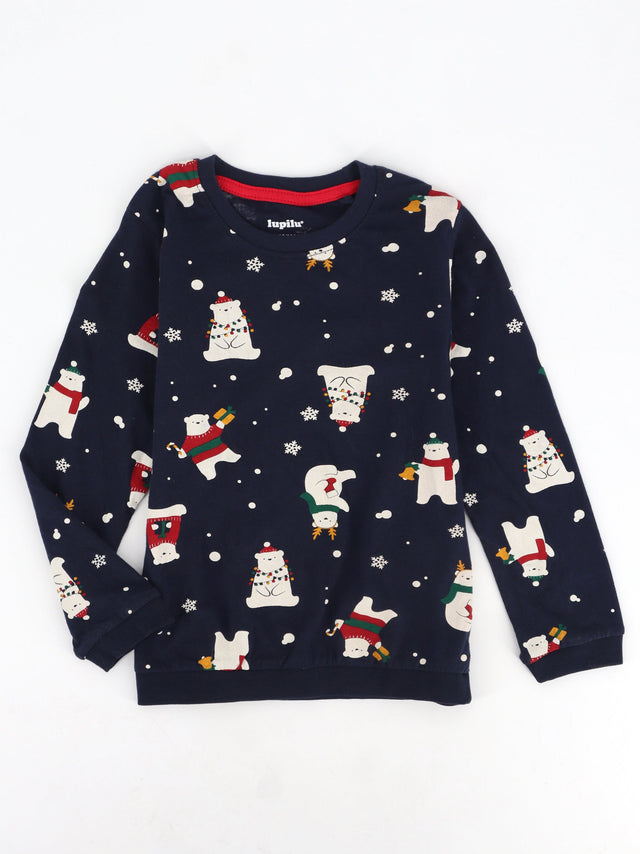Image for Kids Boy's Graphic Printed Christmas Top,Navy