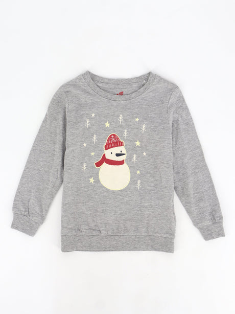 Image for Kids Girl's Graphic Printed Christmas Top,Grey