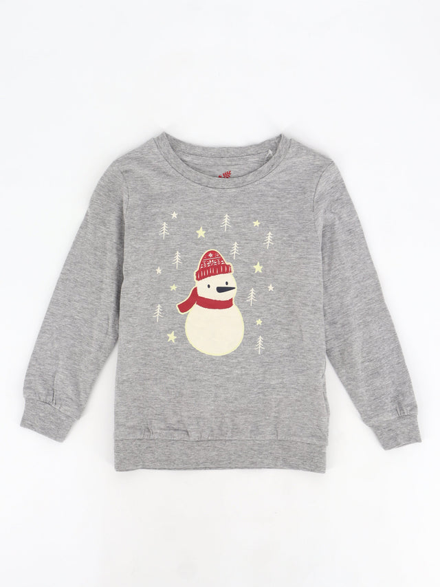 Image for Kids Girl's Graphic Printed Christmas Top,Grey