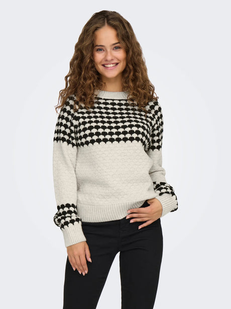 Image for Women's Printed Knit Sweater,Off White/Black