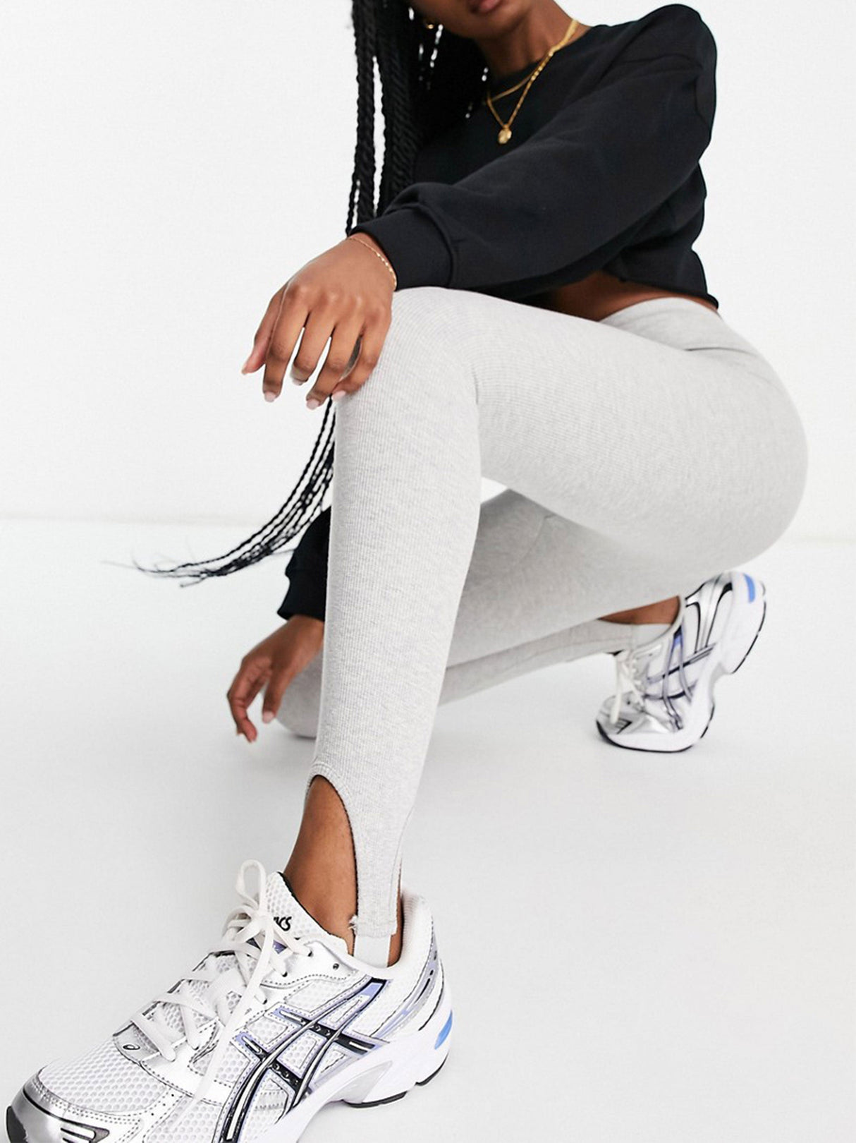 Image for Women's Ribbed Leggings,Light Grey