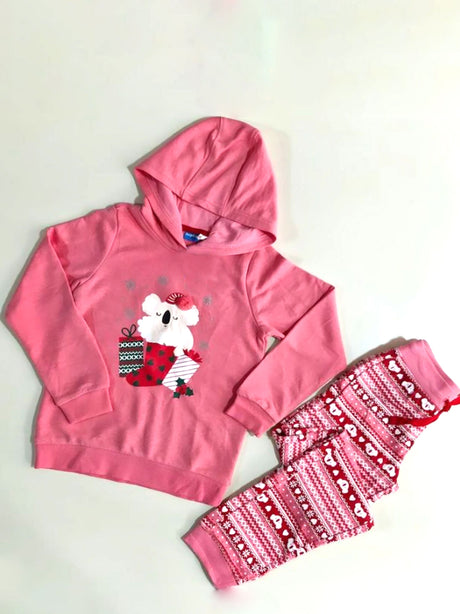Image for Kids Girl's 2 Pcs Graphic Printed Top & Bottom Sleepwears Set,Pink
