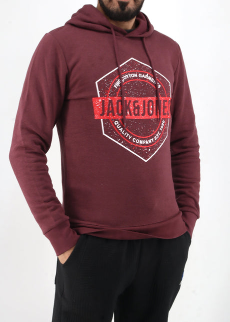 Image for Men's Printed Hoodie,Burgundy