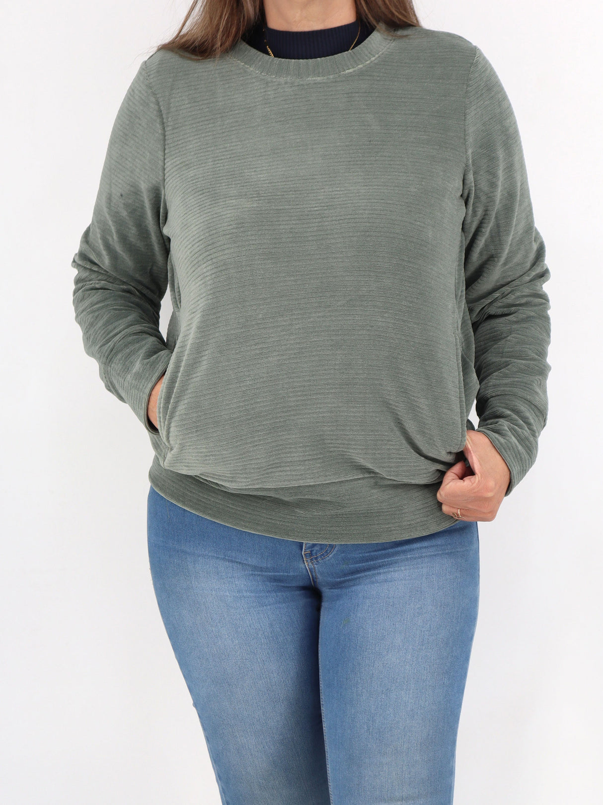 Image for Women's Ribbed Sweatshirt,Green